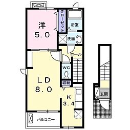 ソレイユ草薙1 1LDKの間取図画像