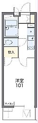 レオパレスエクセルケンSix 1Kの間取図画像