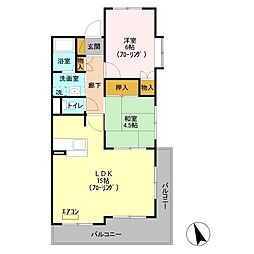 リヴィエール1 2LDKの間取図画像
