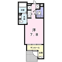 カーサ・シェーネ ワンルームの間取図画像
