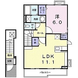 ローズパーク弍番館 1LDKの間取図画像