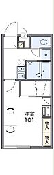 レオパレスフレスコしゃんぶる 1Kの間取図画像