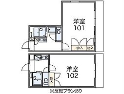 レオパレス葵 1Kの間取図画像