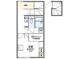 レオパレスクライネシュロス 2階1Kの間取り