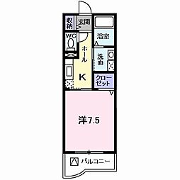 ランデュール岡本 1Kの間取図画像
