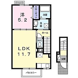 グルージャ2 1LDKの間取図画像