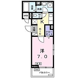 アイヴィ・ヒルズ 1Kの間取図画像