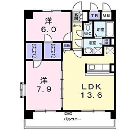 カーサ・アネーロ 2LDKの間取図画像