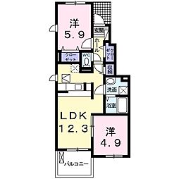 ハウザーミルト 2LDKの間取図画像