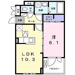 エアリーガーデン2 1LDKの間取図画像