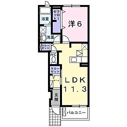 小田急小田原線 町田駅 徒歩24分の賃貸アパート 1階1LDKの間取り