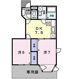 サンパティークB 2DKの間取図画像