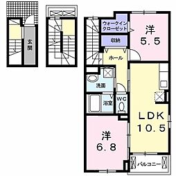 プロムナード南分 2LDKの間取図画像