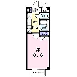 カンパーナA 1Kの間取図画像