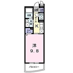 シーガル1 1Kの間取図画像