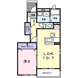 プリムローズ・クリーク 1LDKの間取図画像