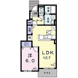 プチ・オワゾ 1LDKの間取図画像