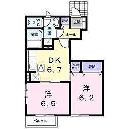 グランシャリオA 2DKの間取図画像