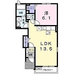 ガーデン　レイ　Ｃ 1階1LDKの間取り