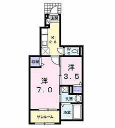 サンフェリーチェB 1Kの間取図画像
