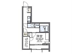 レオパレステルミック 1Kの間取図画像