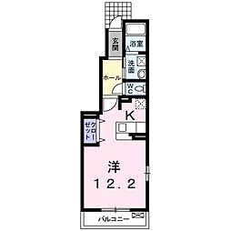 ファインヒル　Ｂ 1階ワンルームの間取り