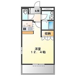 JR常磐線 藤代駅 徒歩1分の賃貸マンション 2階1Kの間取り