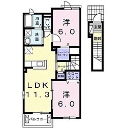 アルテミスA 2LDKの間取図画像