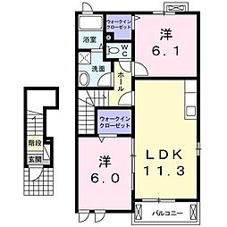ディアフォレスト2 2LDKの間取図画像