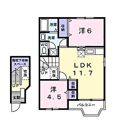 アースブラウンK・T2 2LDKの間取図画像