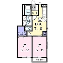 ヒルズ・カツラギ 2DKの間取図画像