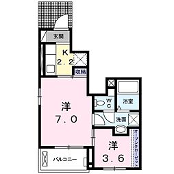 サンパティーク2 1Kの間取図画像