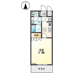 フラワーハイツ龍ヶ崎 1階1Kの間取り