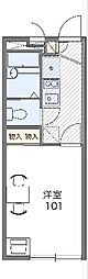 レオパレスヒルズ本郷町 1階1Kの間取り