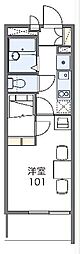 レオパレスKOIWAI 1Kの間取図画像