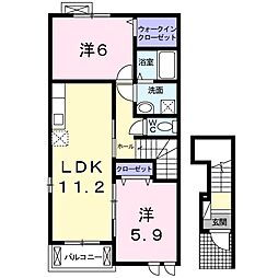 ウッディ・パレス 2LDKの間取図画像