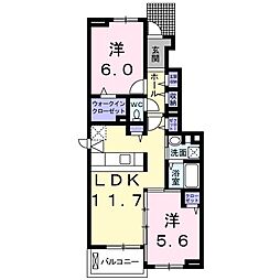 ヴィラ・ウエノ 2LDKの間取図画像