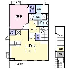 ポルトボヌール 1LDKの間取図画像