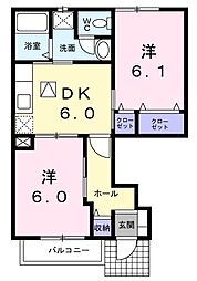 さくら　Ｂ 1階2DKの間取り