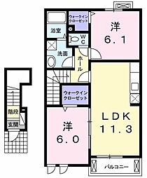 アンジュエール 2LDKの間取図画像