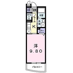 ラフィーネF 1Kの間取図画像