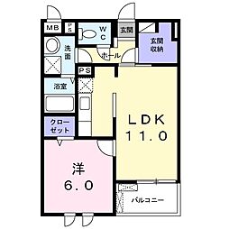 ベルセゾンA 1LDKの間取図画像