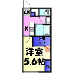 レオパレススペシャルステージA 1Kの間取図画像
