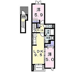 アン・フィオーレHIRO 2DKの間取図画像