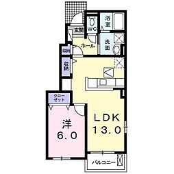 スプリングガーデンB 1LDKの間取図画像
