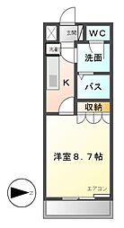 ワンピース 1Kの間取図画像