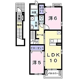 アルカンシエル市原E 2LDKの間取図画像