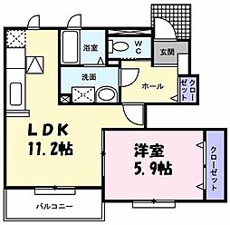 パスタラル 1LDKの間取図画像