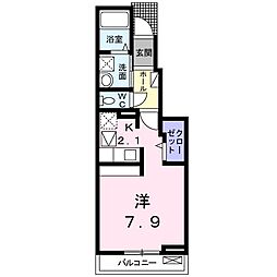 グレイスヒル 1Kの間取図画像