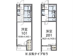 ミランダ三本木 1Kの間取図画像